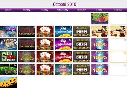 promotion calandar october 2010 superslots